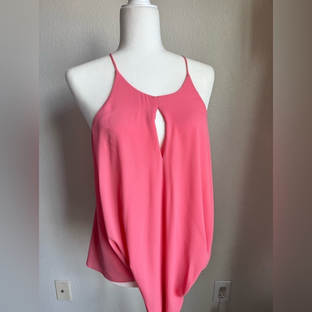 Express Coral Pink Keyhole Tie Front Tank Top